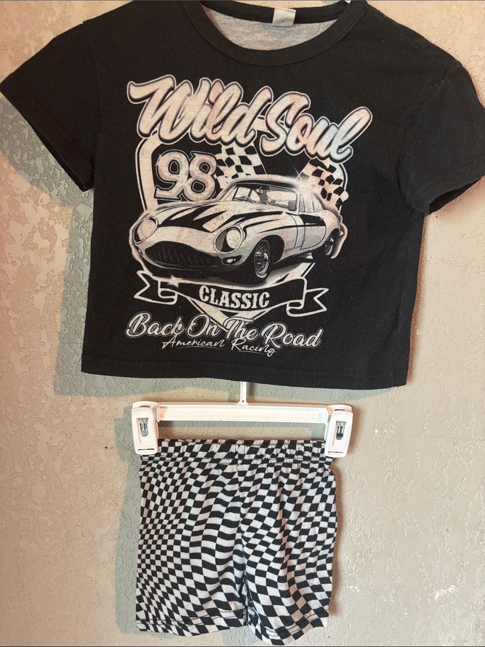 Black 'Wild Soul' Graphic Tee for Kids - Classic Racing Design